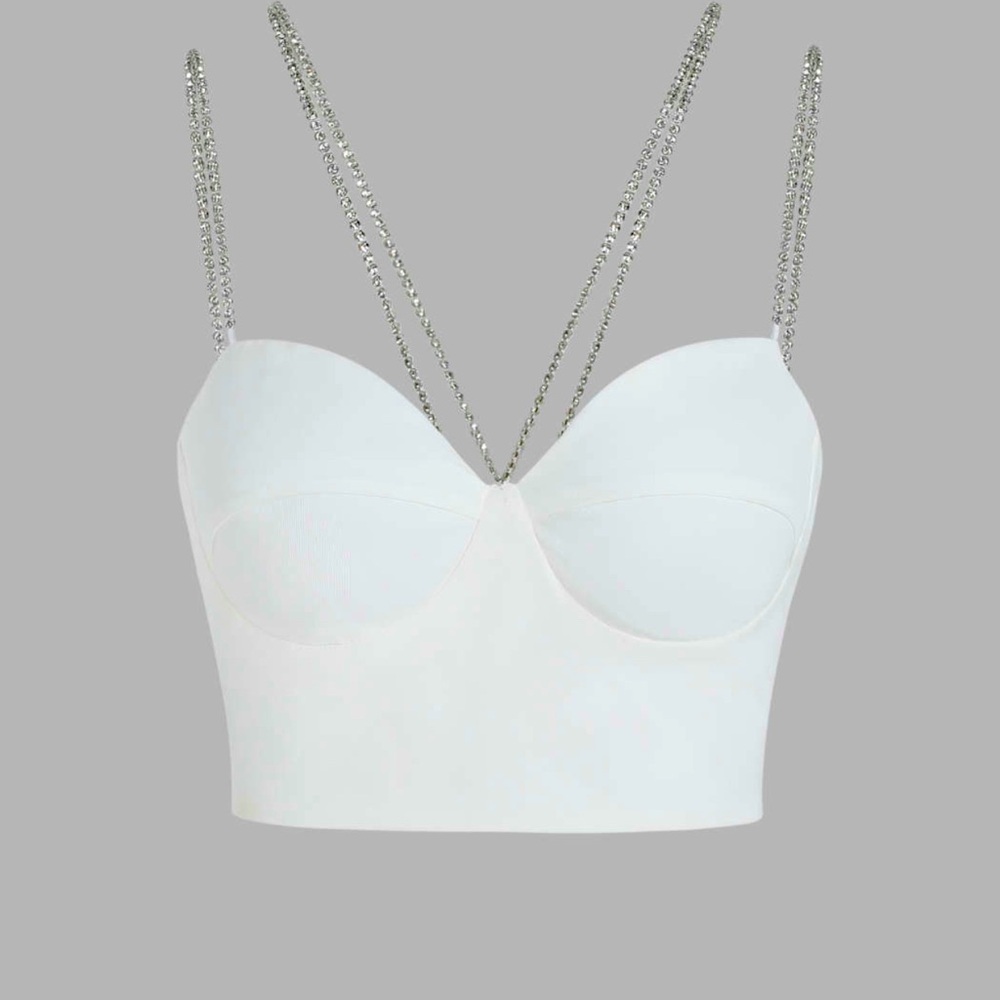 RHINESTONE CHAIN CROP TANK TOP